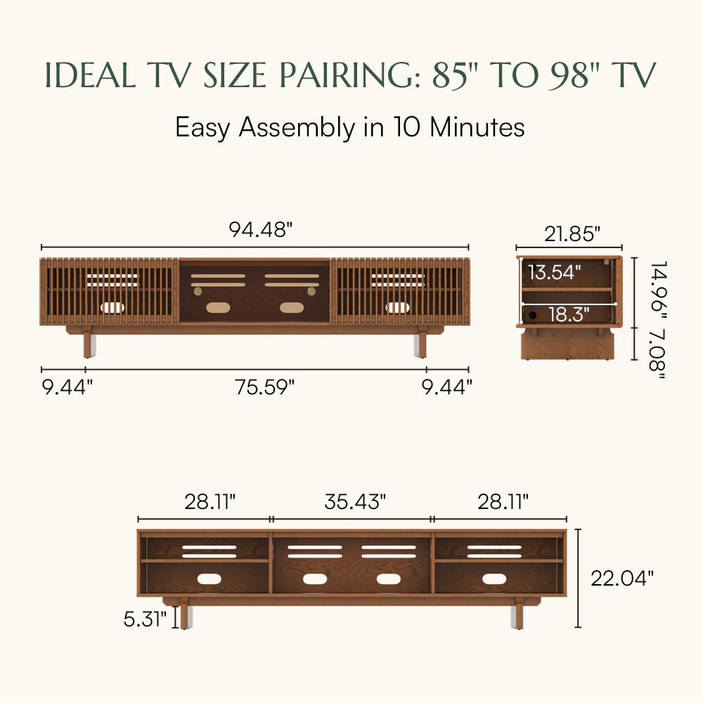 with Glass Door Walnut Color Plywood TV Stands