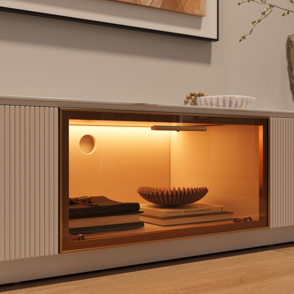 with Storage White Glossy Sintered Stone TV Stands