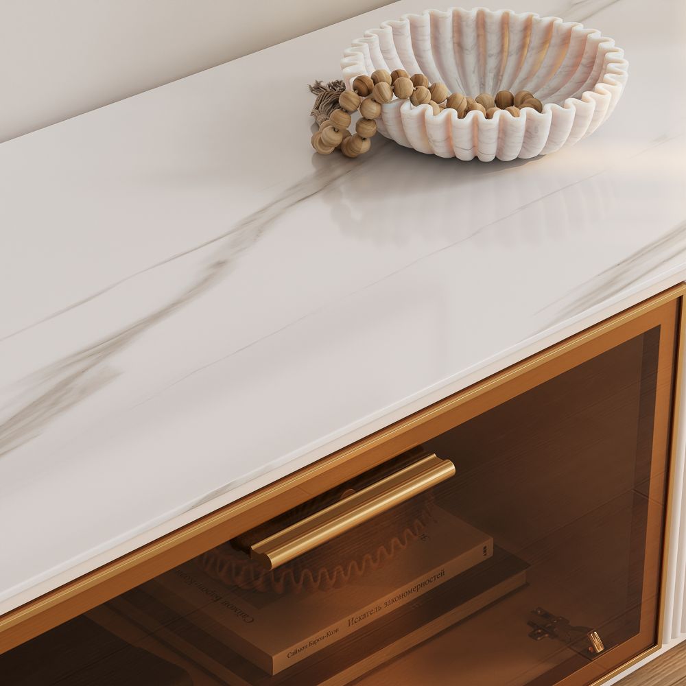 with Storage White Glossy Sintered Stone TV Stands