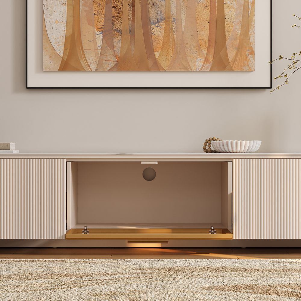 with Storage White Glossy Sintered Stone TV Stands