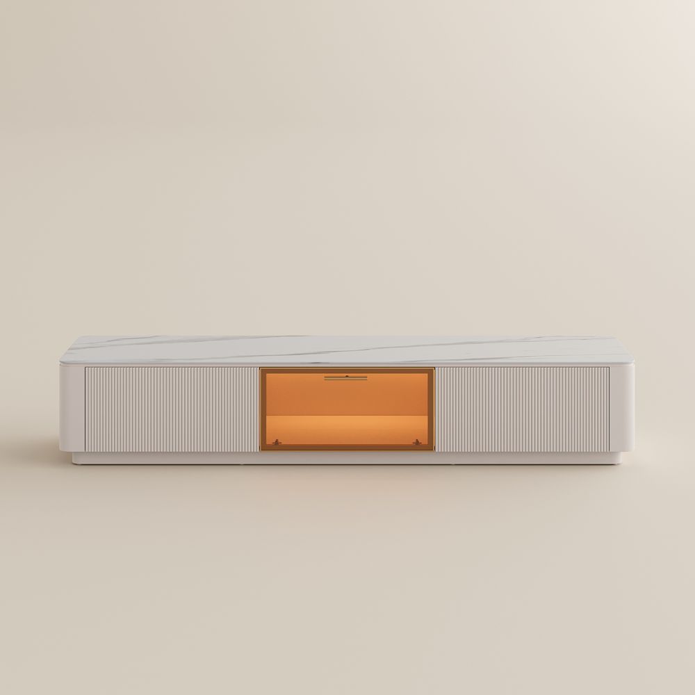 Beige White Glossy Sintered Stone TV Stands
