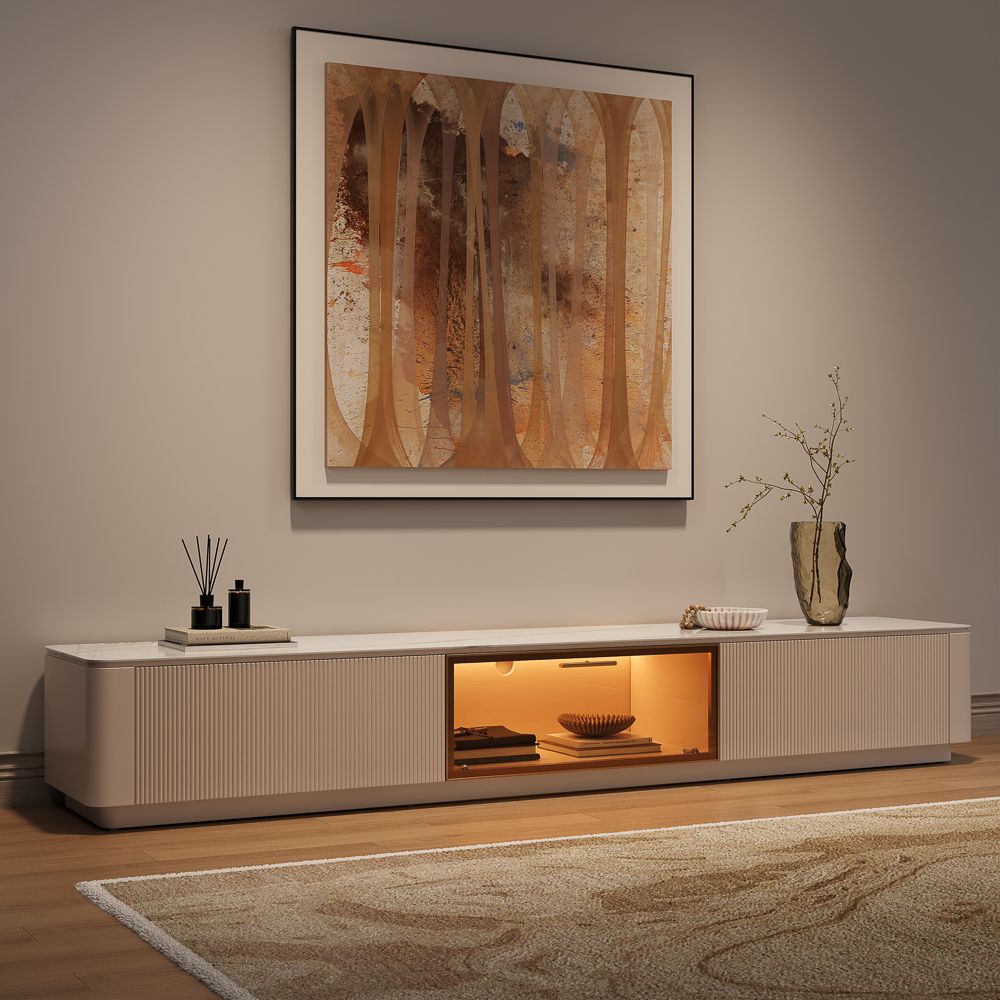 Bedroom White Glossy Sintered Stone TV Stands