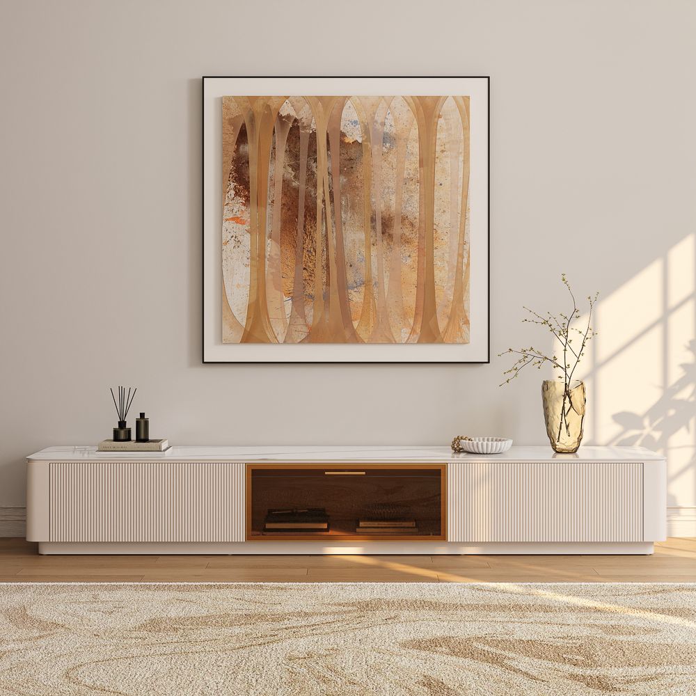 with Storage White Glossy Sintered Stone TV Stands