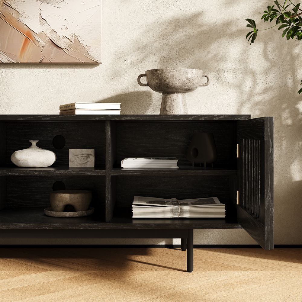 with Storage Black MDF TV Stands