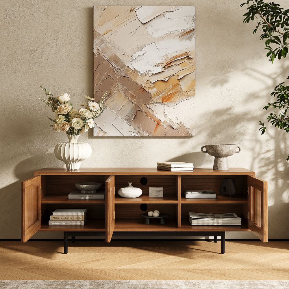 Mid Century Modern Walnut Color MDF TV Stands