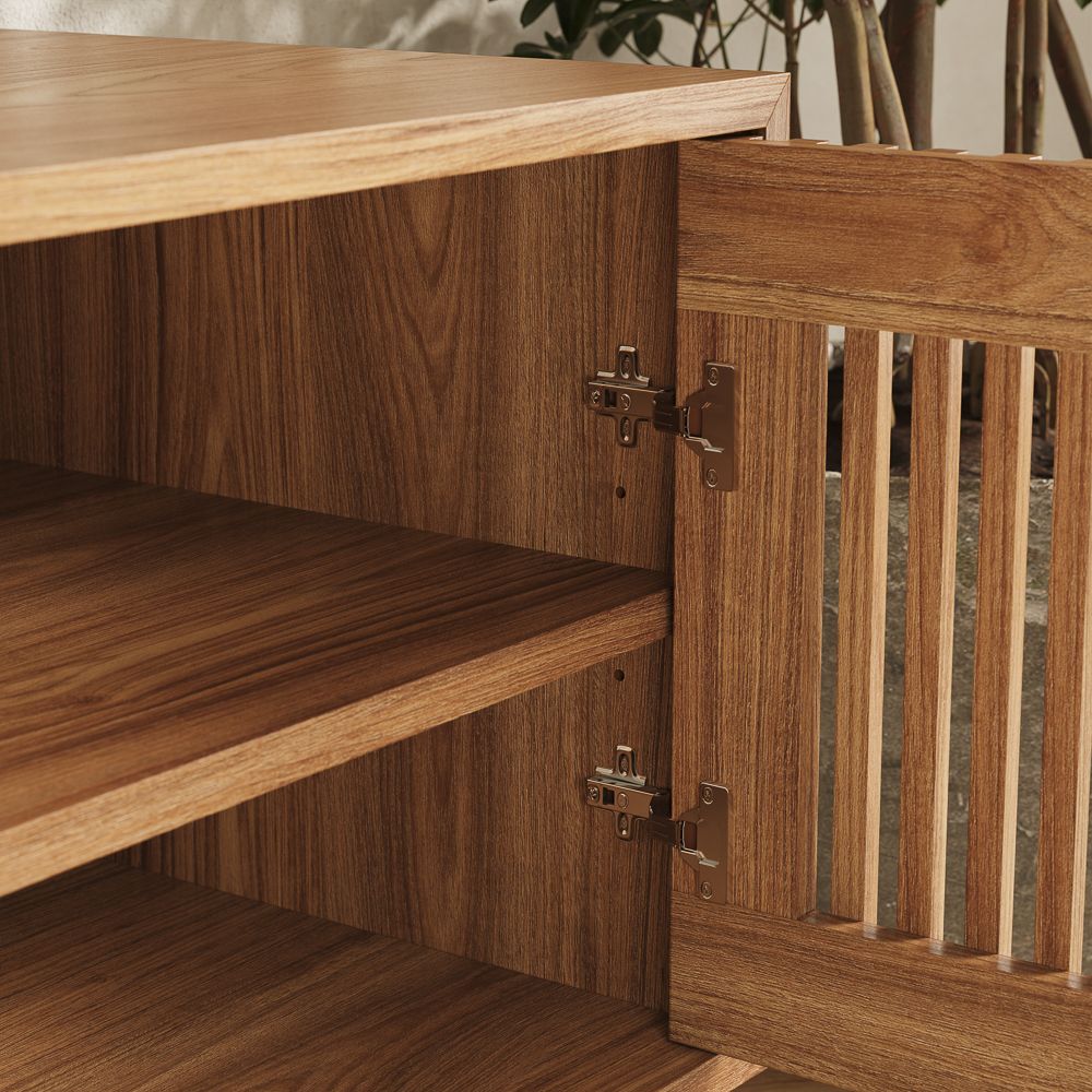 with Shelves Walnut Color MDF TV Stands