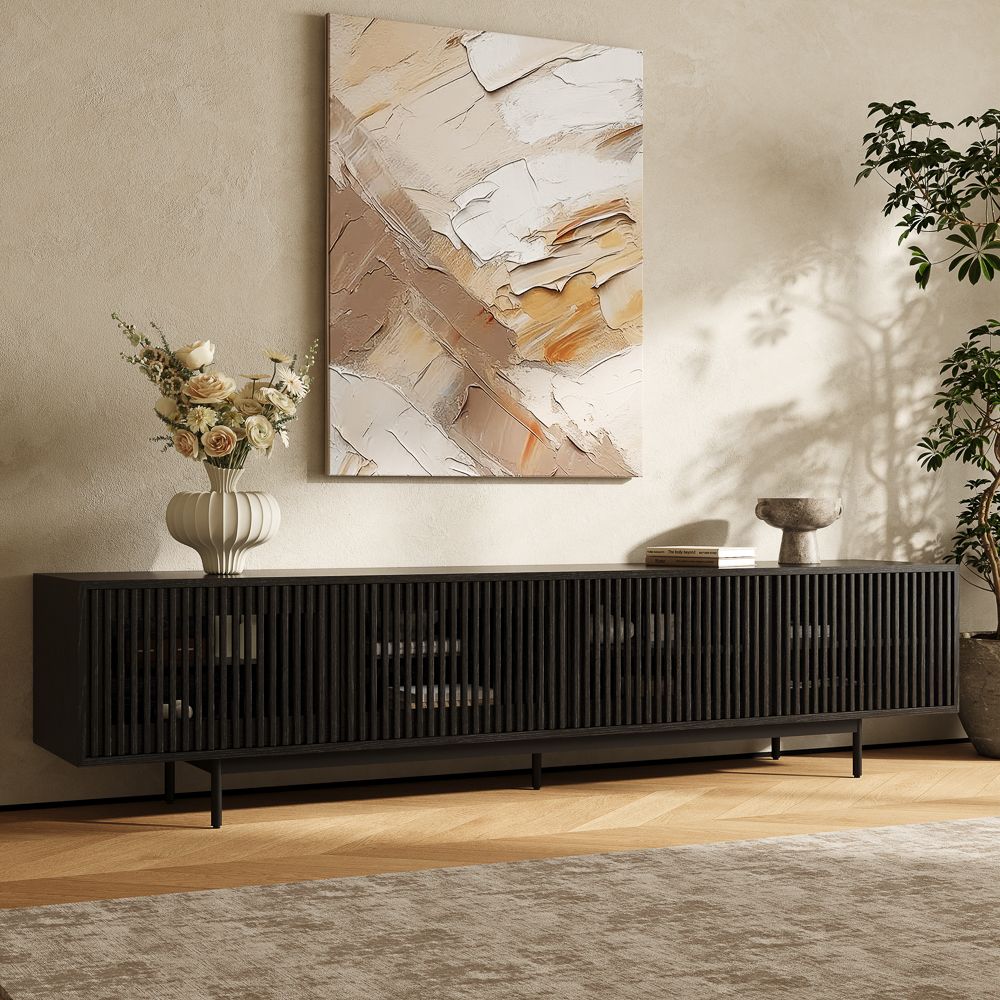 with Shelves Black MDF TV Stands