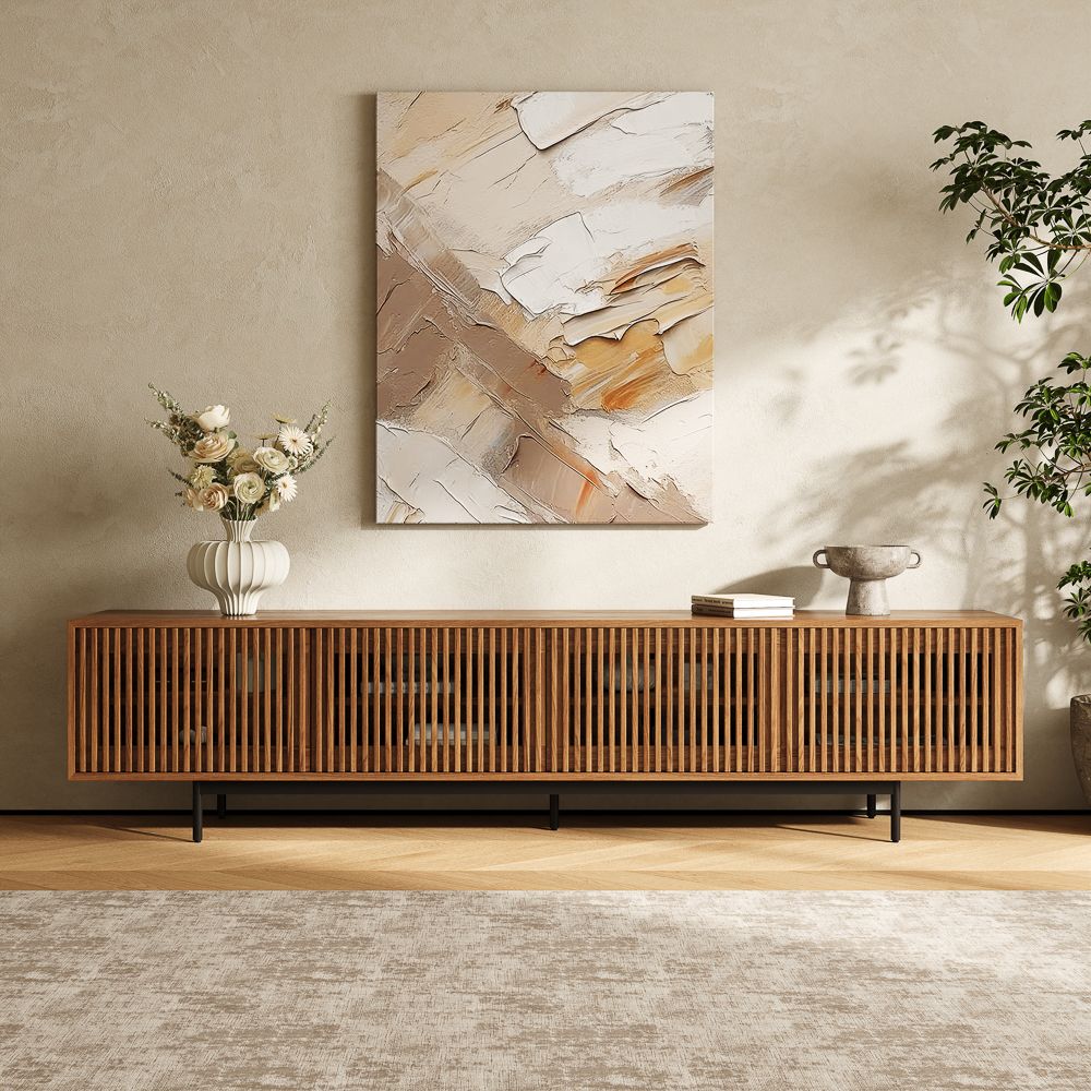 Mid Century Modern Walnut Color MDF TV Stands