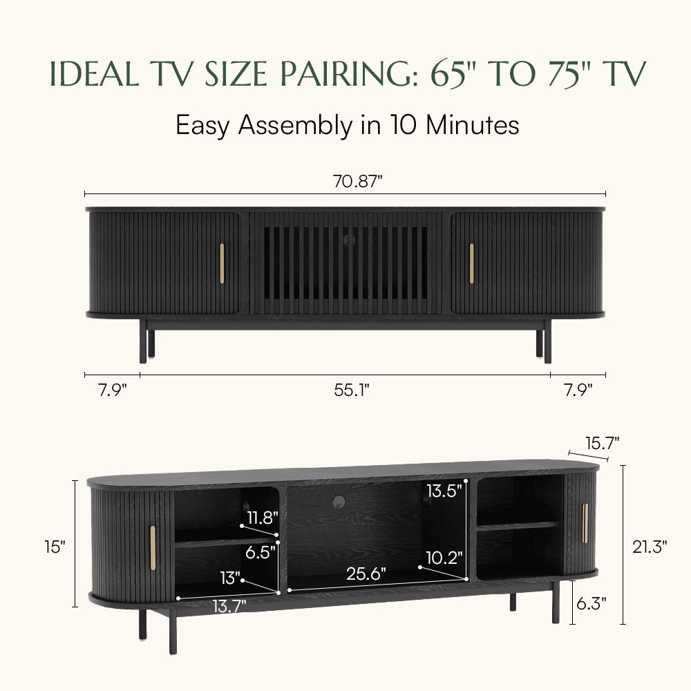 with Shelves Black Plywood TV Stands