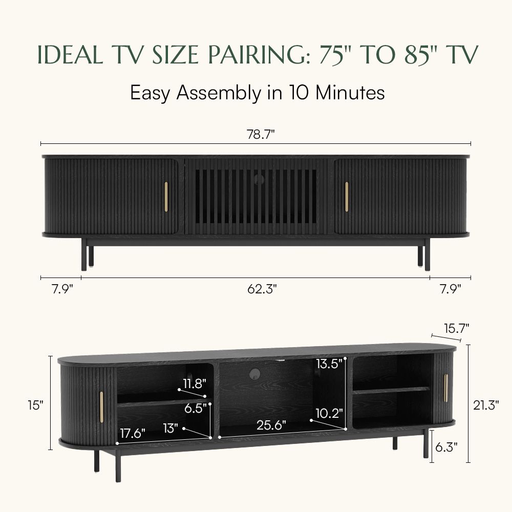 Mid Century Modern Black Plywood TV Stands