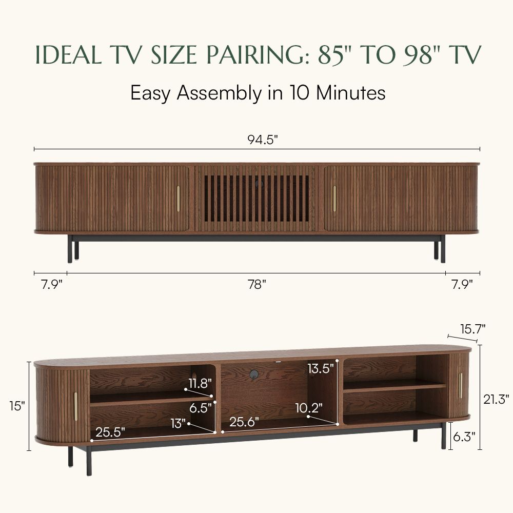 Perfect for 90 Inch TV Walnut Color Plywood TV Stands