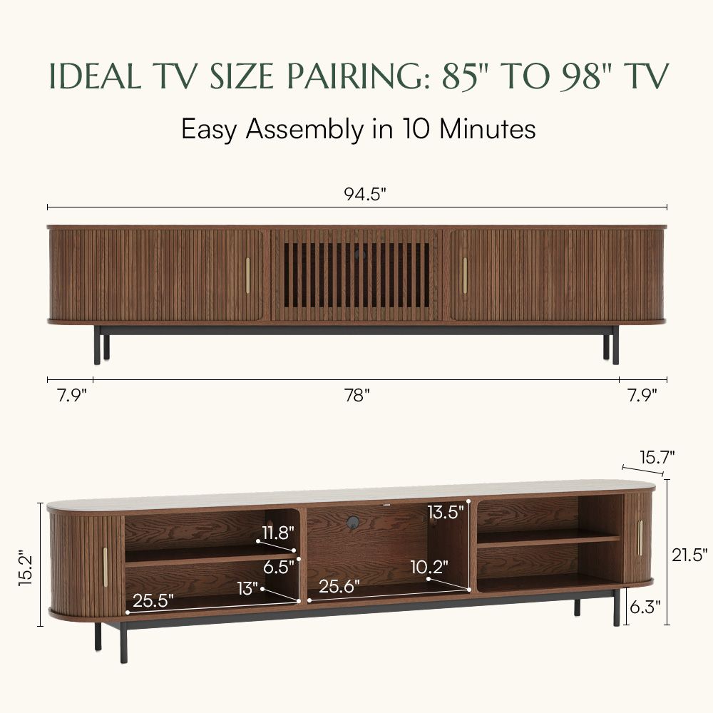 with Storage Walnut Color Plywood TV Stands