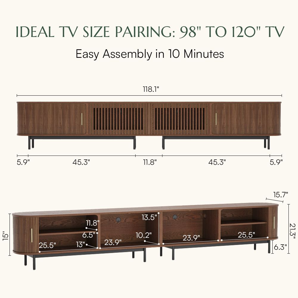 with Storage Walnut Color Plywood TV Stands