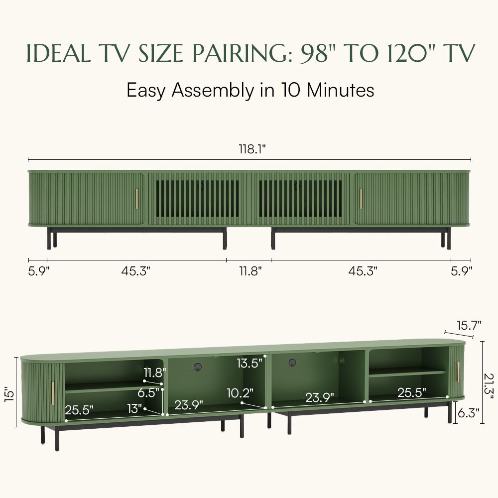 Perfect for 100 Inch TV Green Plywood TV Stands