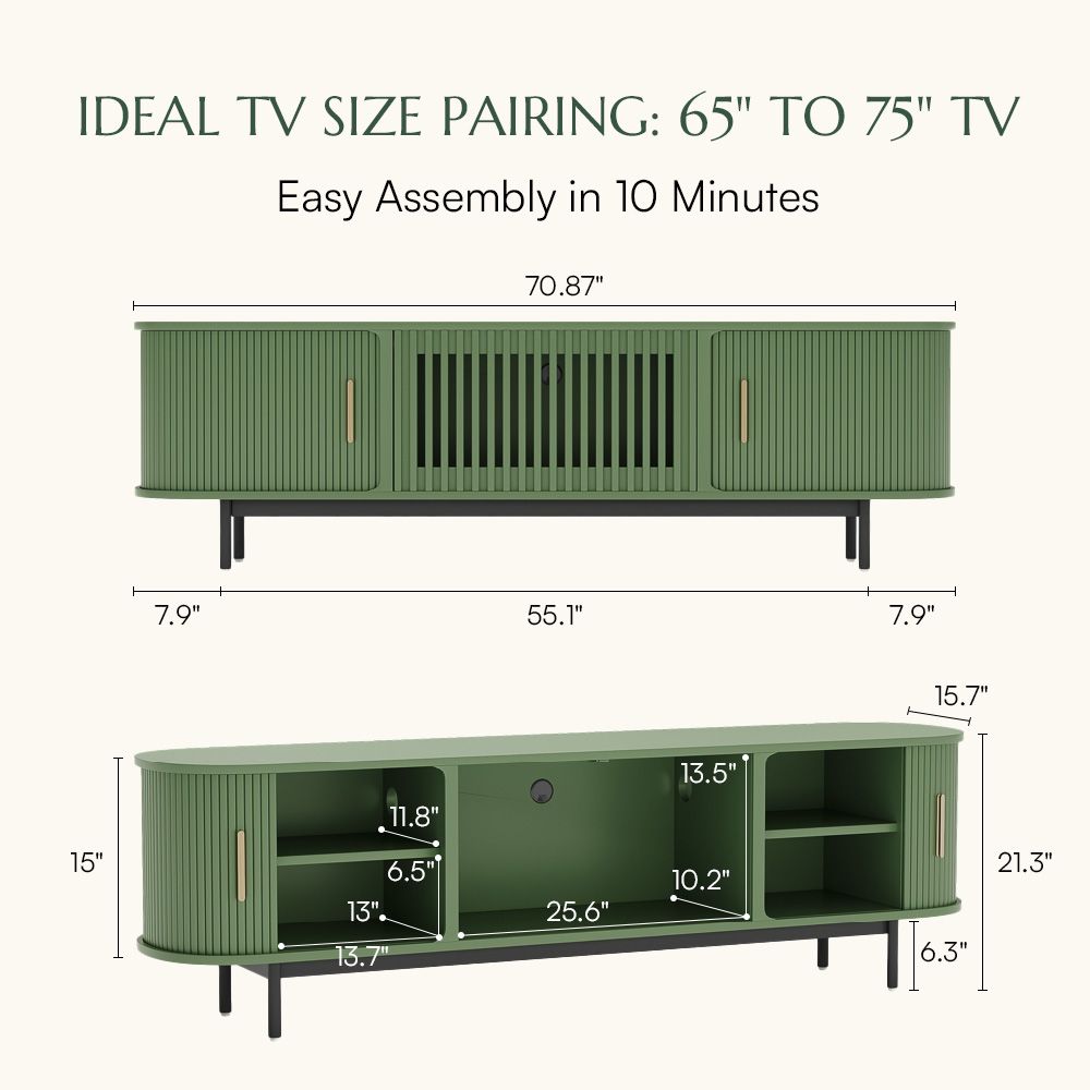 Mid Century Modern Green Plywood TV Stands