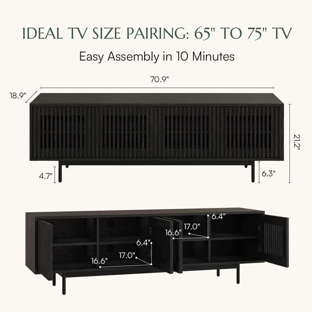 Perfect for 65 Inch TV Black MDF TV Stands