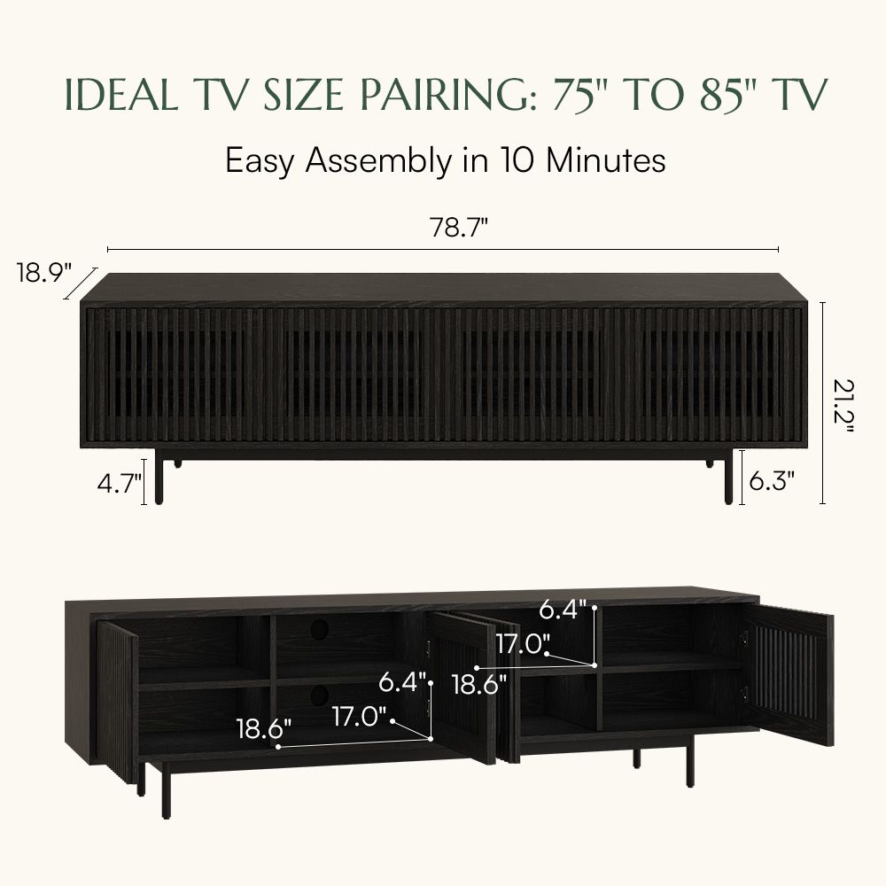 with Shelves Black MDF TV Stands