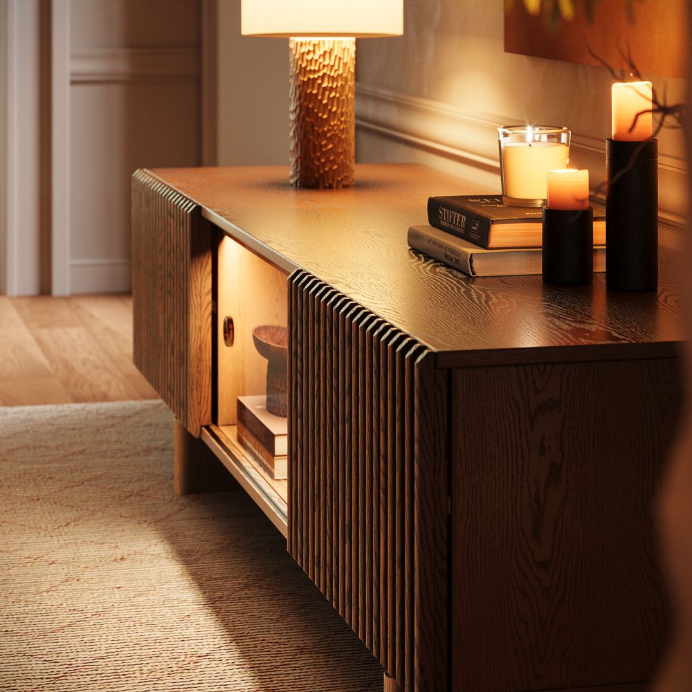 with Shelves Brown Plywood TV Stands