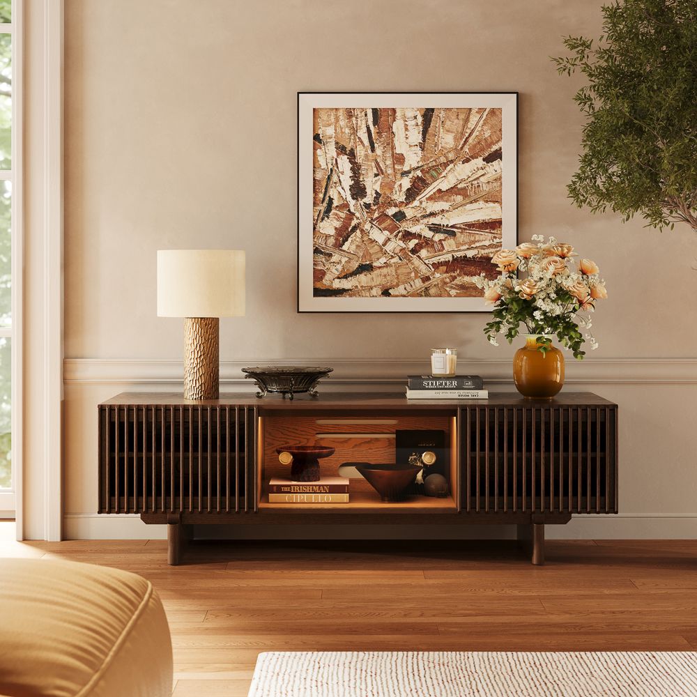 Height Adjustable Brown Plywood TV Stands