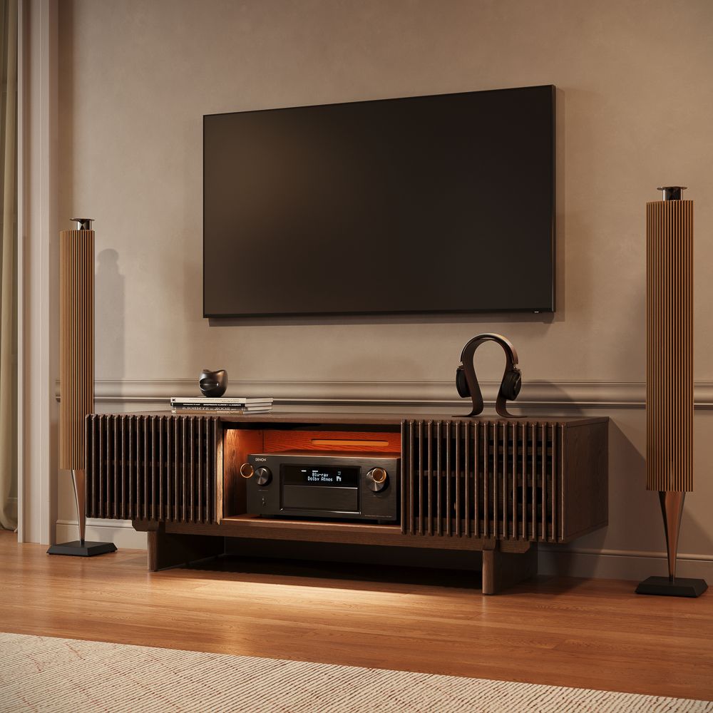 with Glass Door Brown Plywood TV Stands
