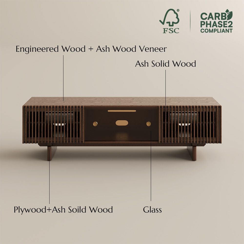 Glass Cabinet Door Brown Plywood TV Stands