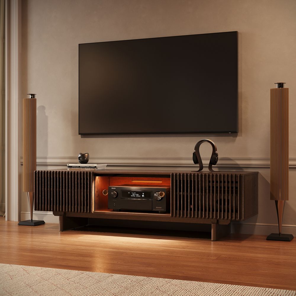 with Shelves Brown Plywood TV Stands