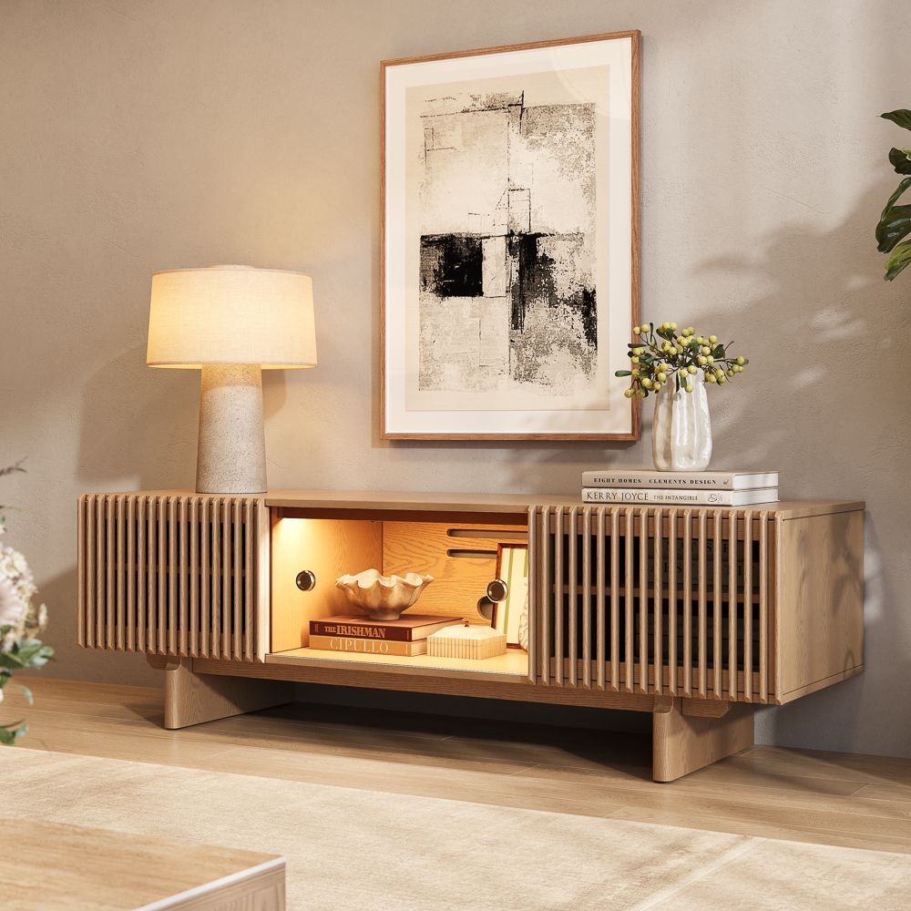 On the Ground Natural Wood Color Plywood TV Stands