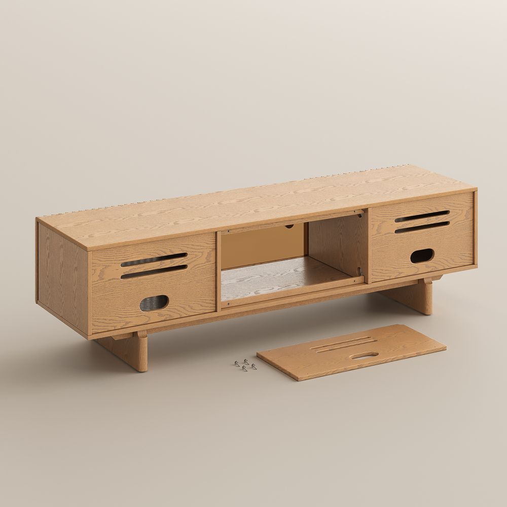 Perfect for 70 Inch TV Natural Wood Color Plywood TV Stands
