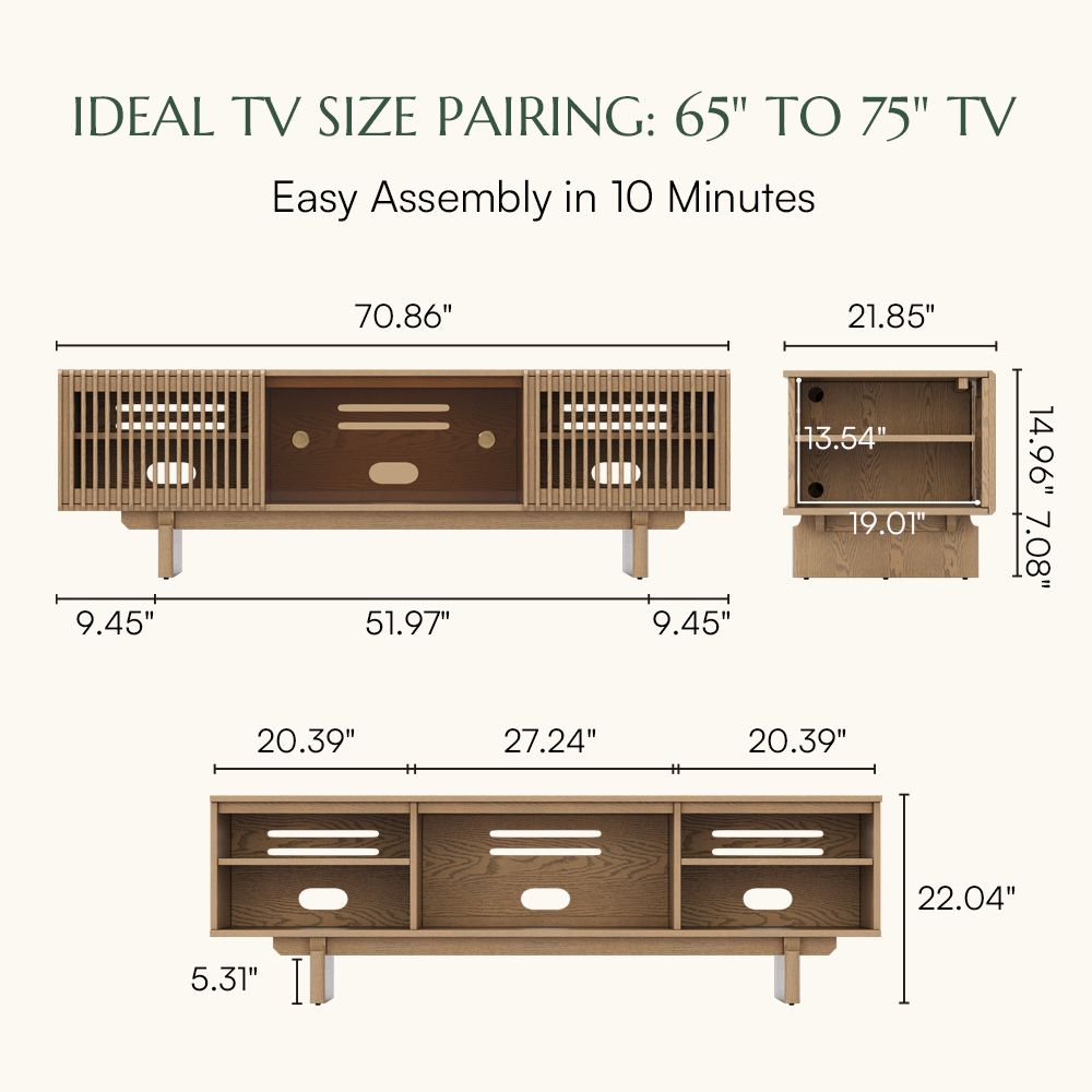with Shelf Natural Wood Color Plywood TV Stands