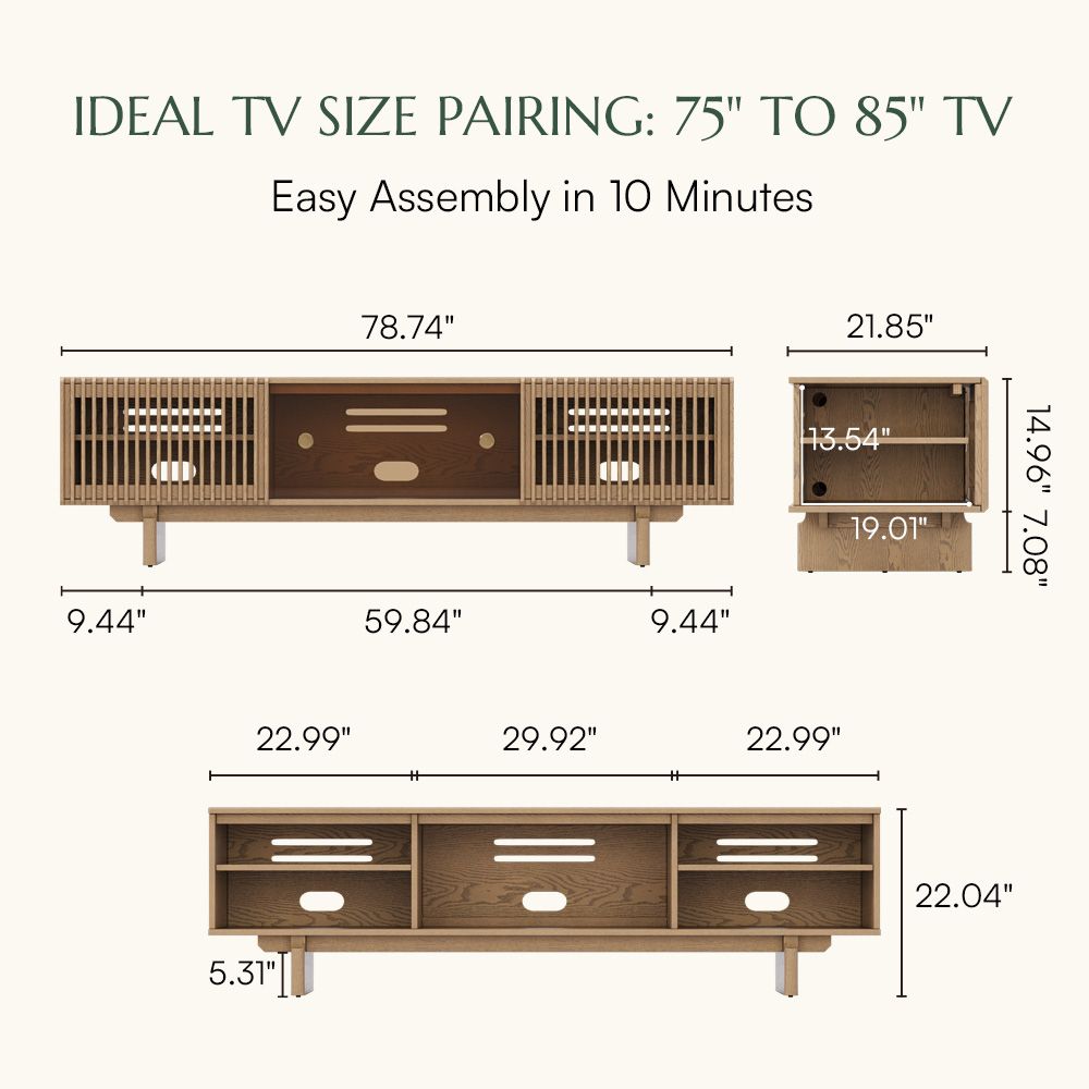 with Glass Door Natural Wood Color Plywood TV Stands