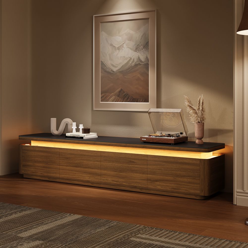 with Drawers Walnut & Black MDF TV Stands
