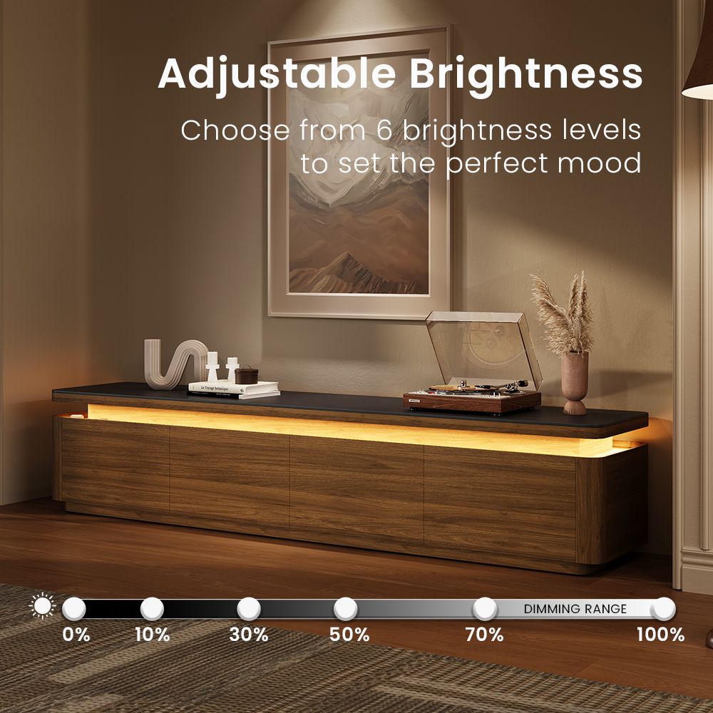 Perfect for 75 Inch TV Walnut & Black MDF TV Stands
