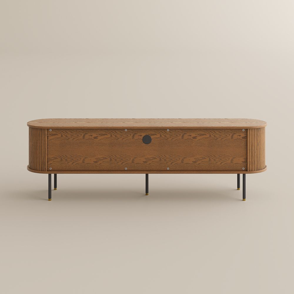 Sliding Door Walnut Color Plywood TV Stands