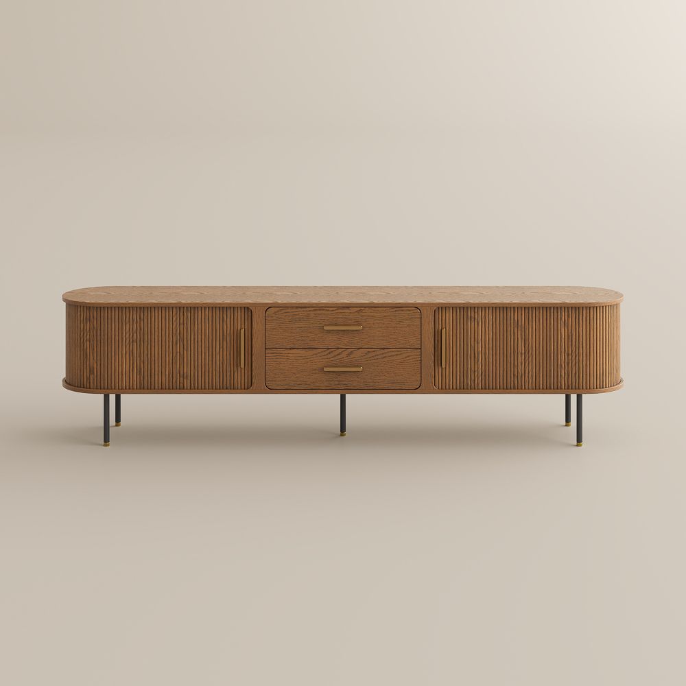 Long Walnut Color Plywood TV Stands
