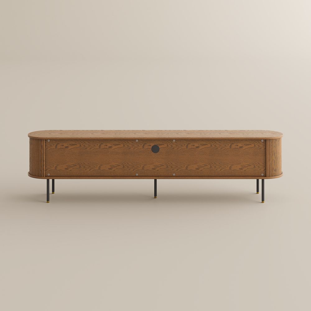 Fluted Walnut Color Plywood TV Stands