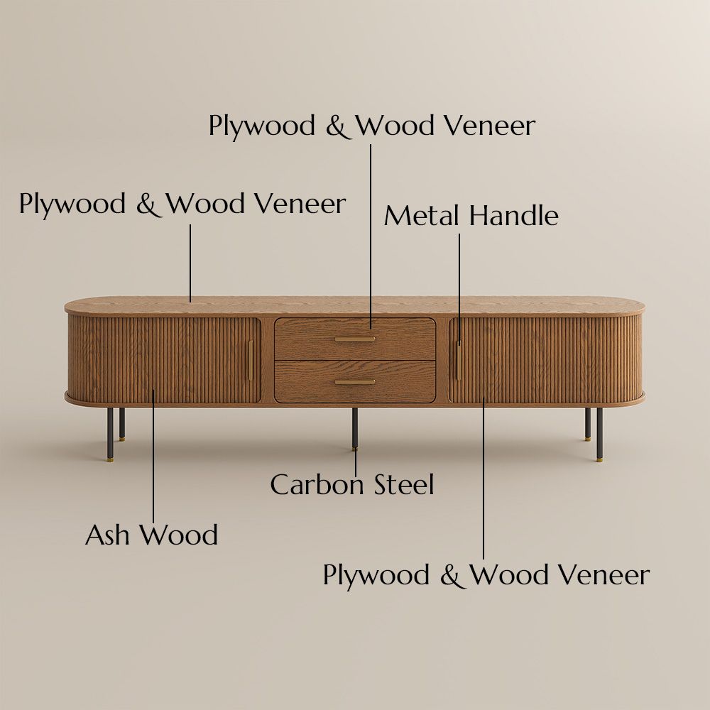 Long Walnut Color Plywood TV Stands