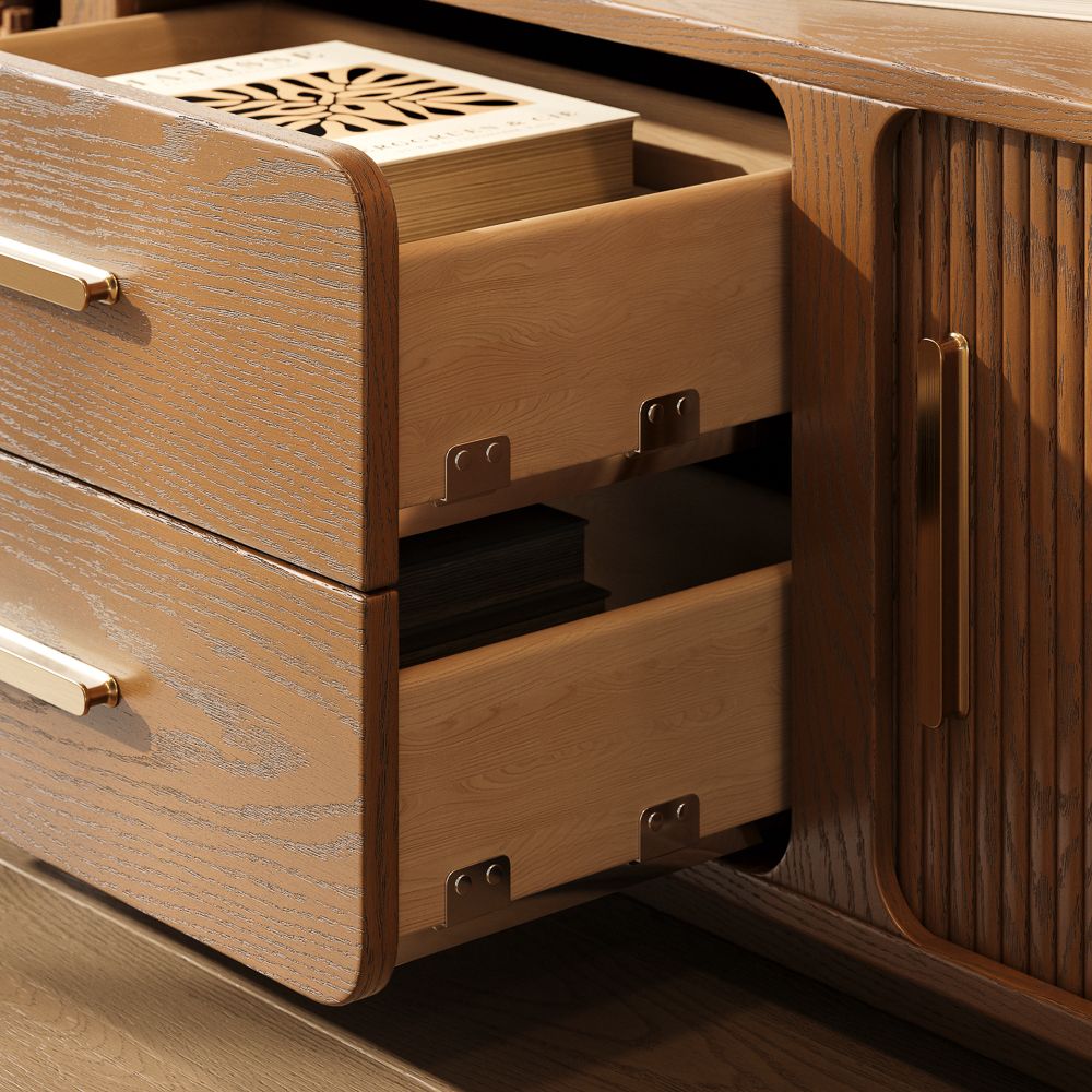 Large Walnut Color Plywood TV Stands