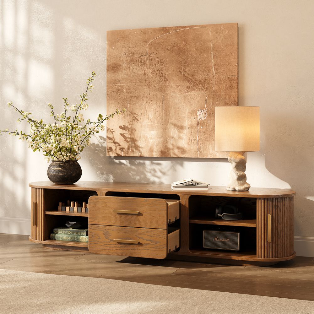 Mid Century Modern Walnut Color Plywood TV Stands