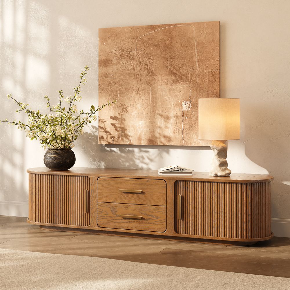 with Drawers Walnut Color Plywood TV Stands