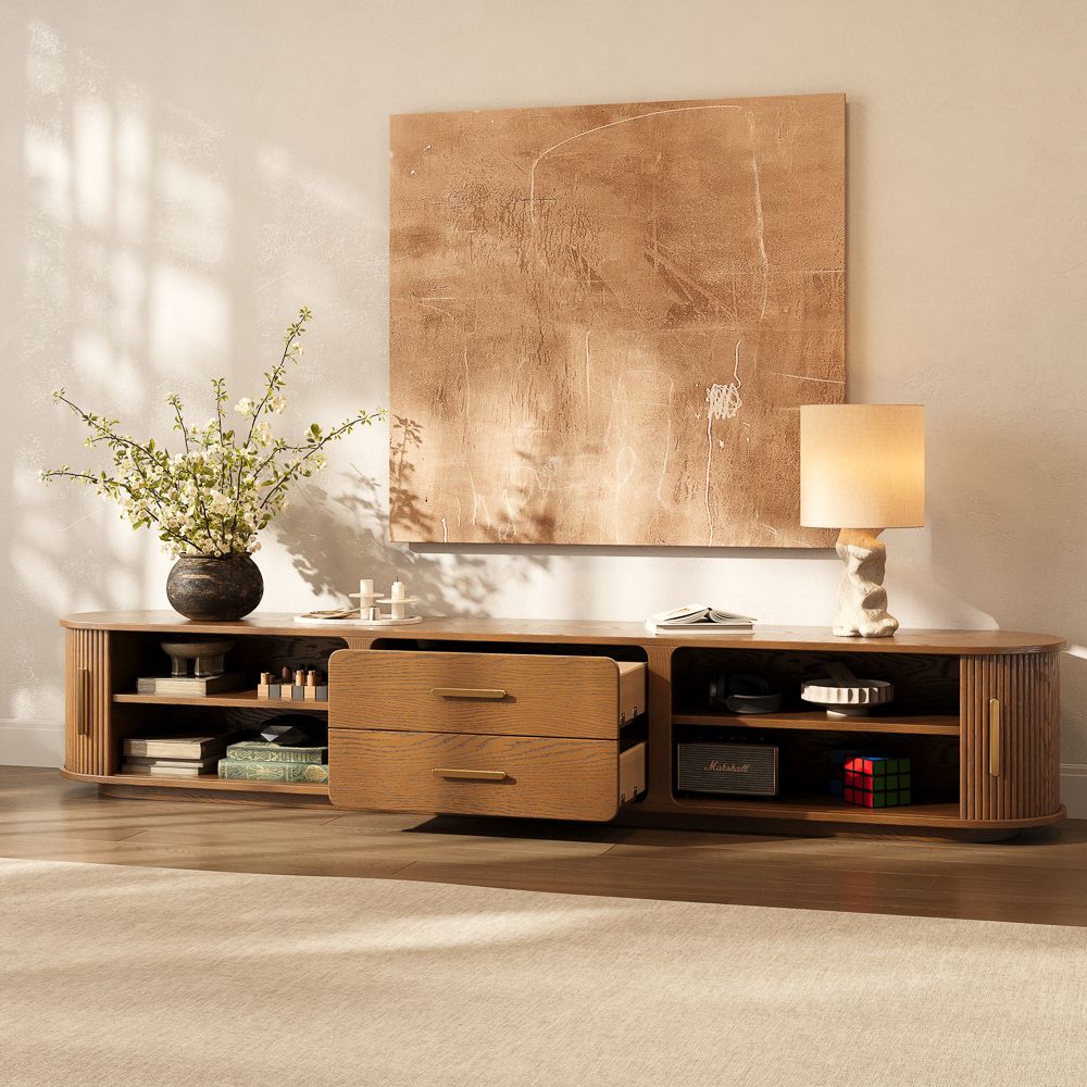 Living Room Walnut Color Plywood TV Stands