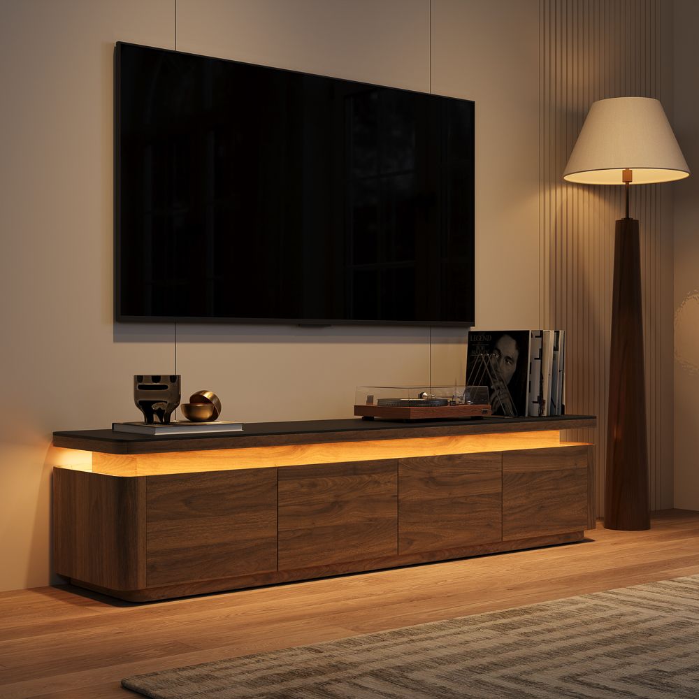 Wood Walnut & Black MDF TV Stands