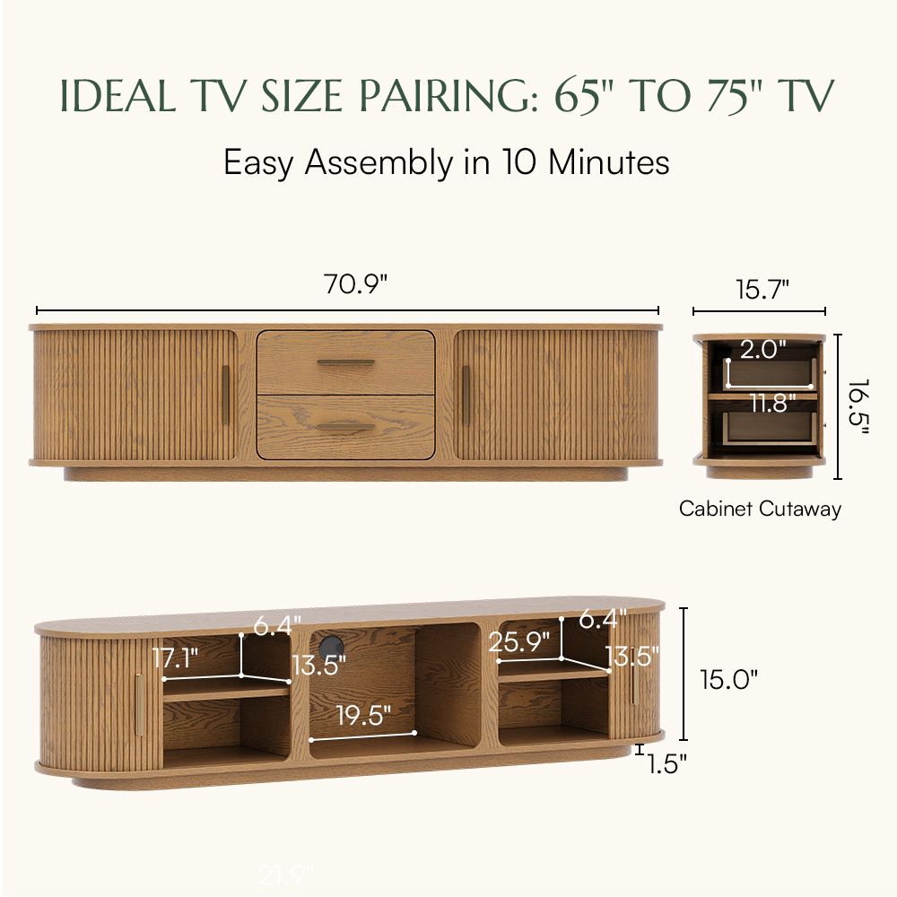Low Walnut Color Plywood TV Stands
