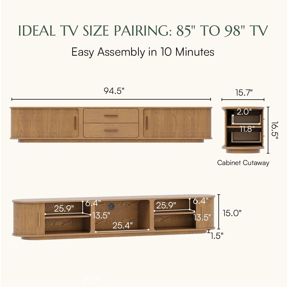 with Storage Walnut Color Plywood TV Stands