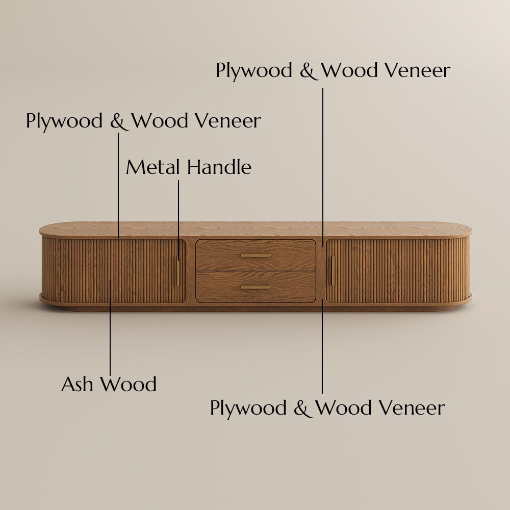 with Drawers Walnut Color Plywood TV Stands