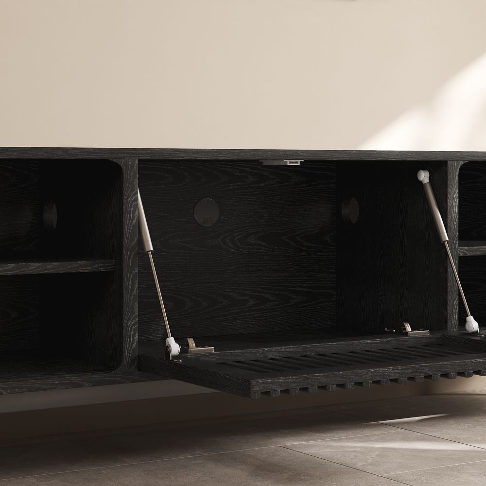 Fluted Black Plywood TV Stands