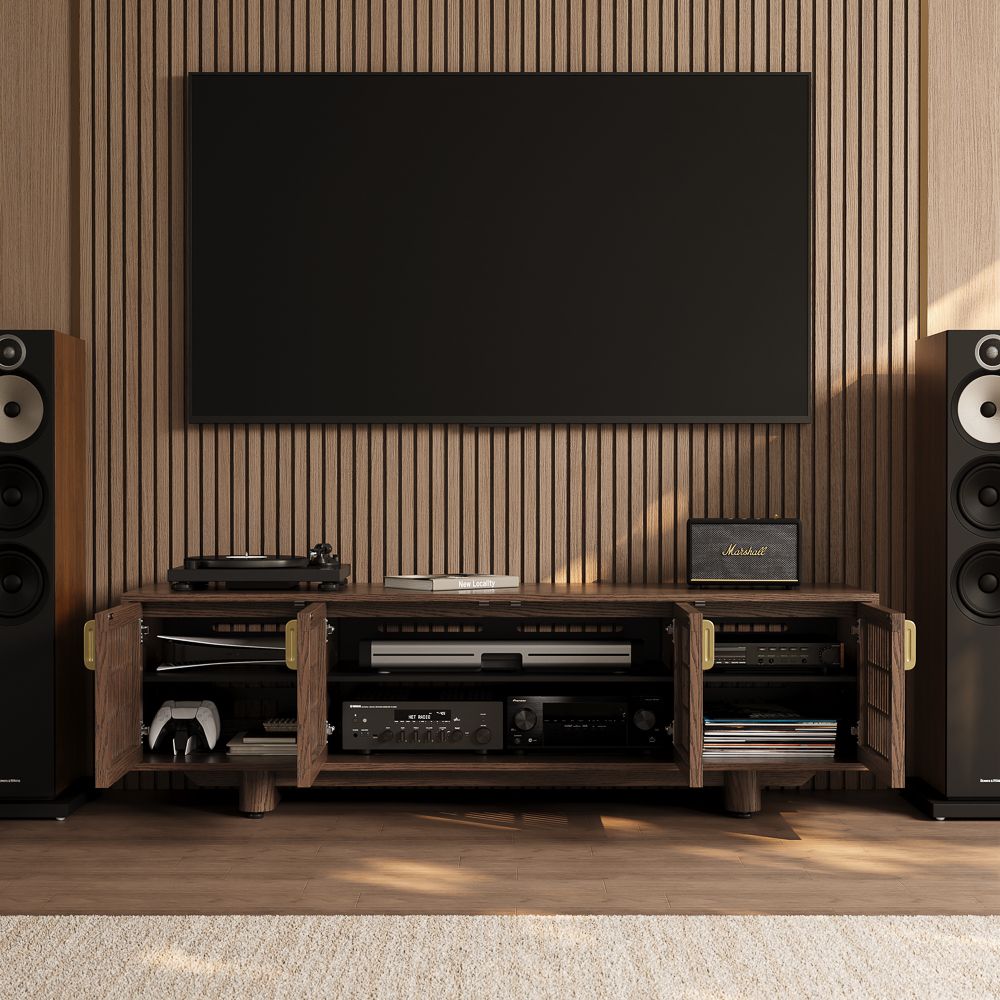 with Shelves Brown MDF TV Stands