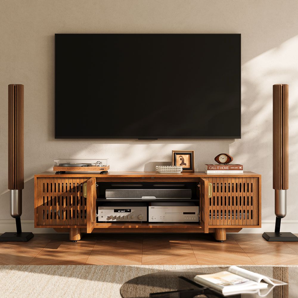 Scandinavian Walnut Color MDF TV Stands