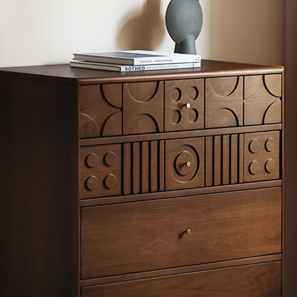 Wood Leg Walnut MDF Dressers & Chests