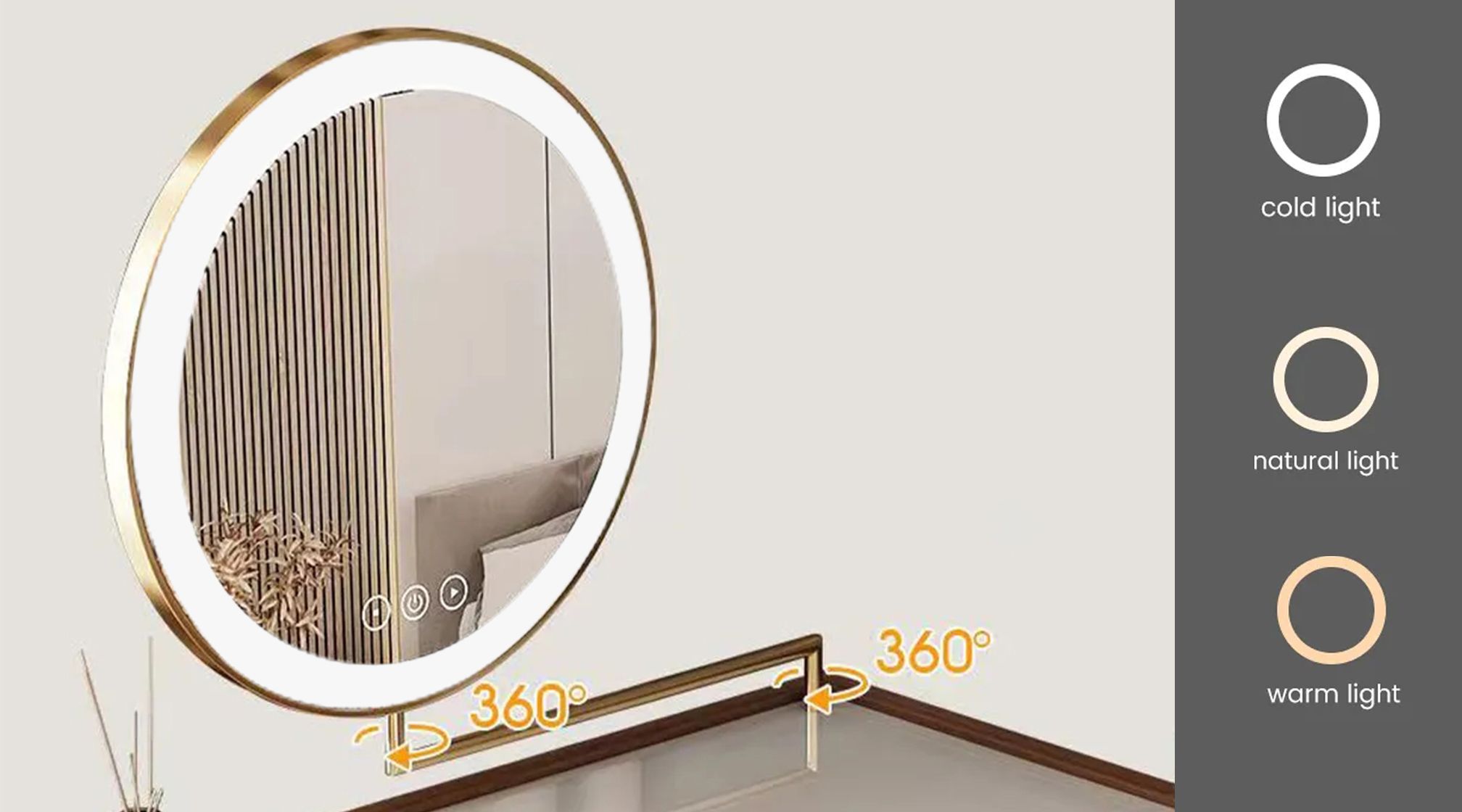 Rotatable Three-level Adjustable Mirror