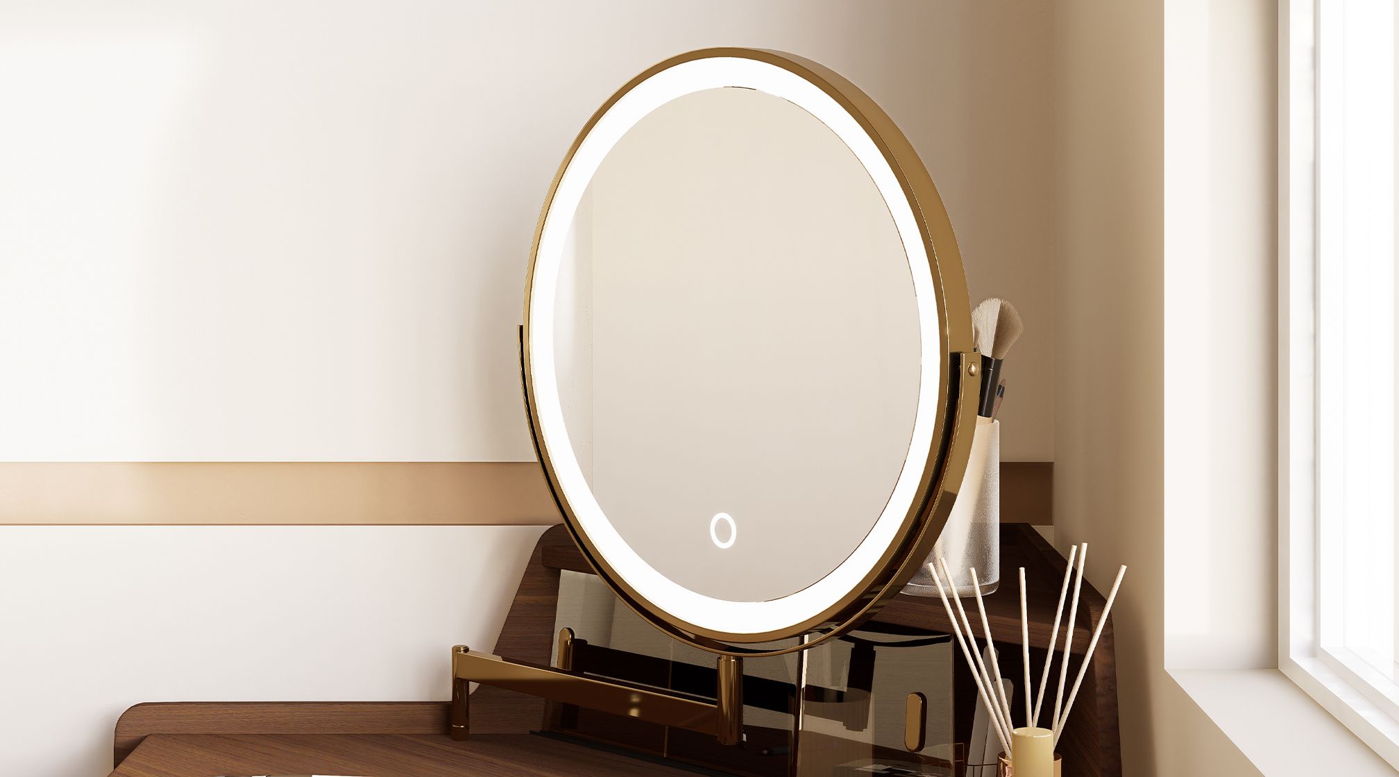 Swivel Mirror with LED Light